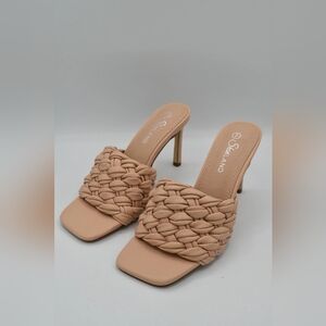 Steve Madden Tan Woven Heeled Sandals